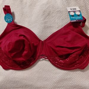 Vanity Fair Radiant Collection Lace Trim Underwire Bra Dark Pink